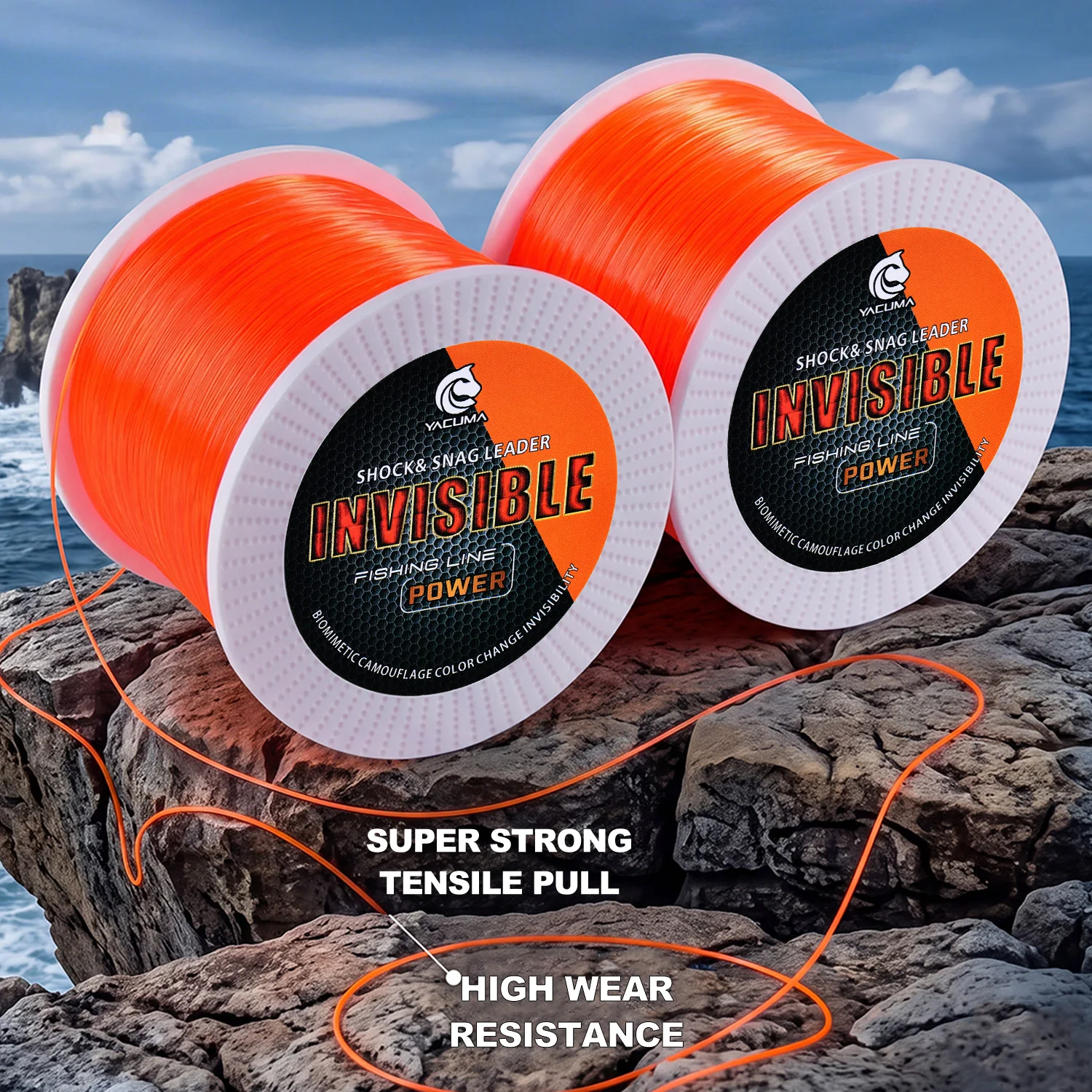 YACUMA 1000M/1093YDS Orange Monofilament Angelschnur Starke Nylon Hochsichtbare Fliegenfischerschnur für Süßwasser Meer Karpfen Pesca – Detail 5