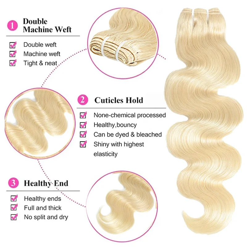 Blonde Human Hair 1 Bundles Brazilian Straight Hair Bundles 100% Human Hair Virgin Bundles Human Hair Extensions Weave 613 Color