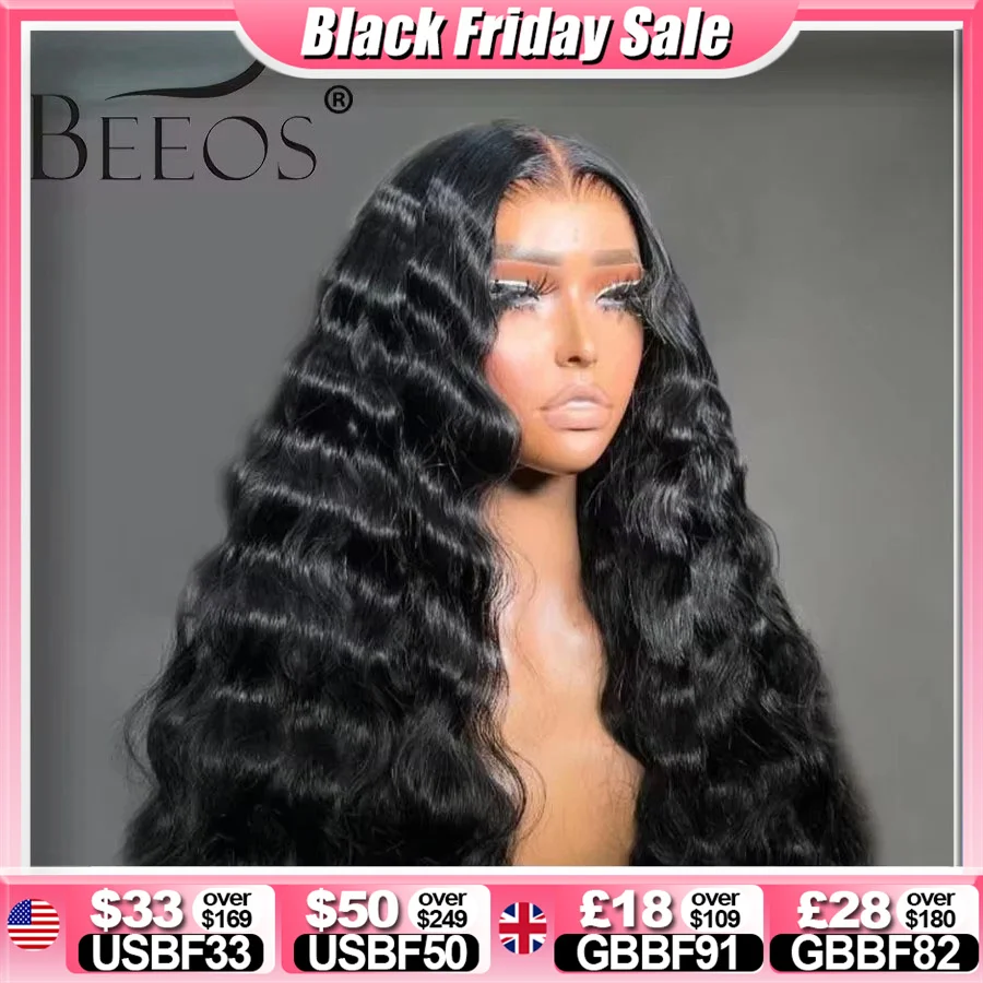 BEEOS sciolto profondo 34 pollici 250% HD parrucca del merletto 13x6 capelli umani candeggiati parrucche pre pizzicate capelli umani 13X4 parrucca frontale del merletto dei capelli umani