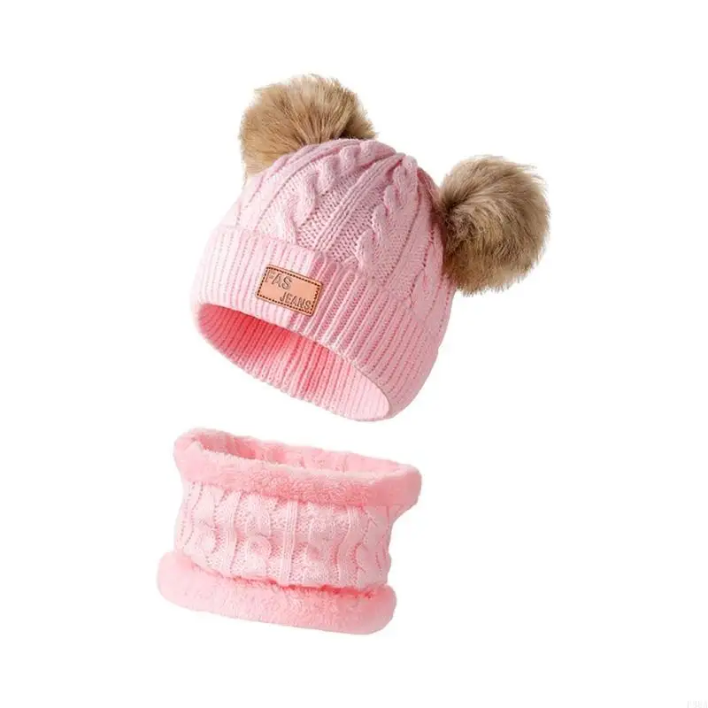 

P88A Winter Knitted Hat Scarf Combo For Children 6 Color Soft Acrylic Neck Cover
