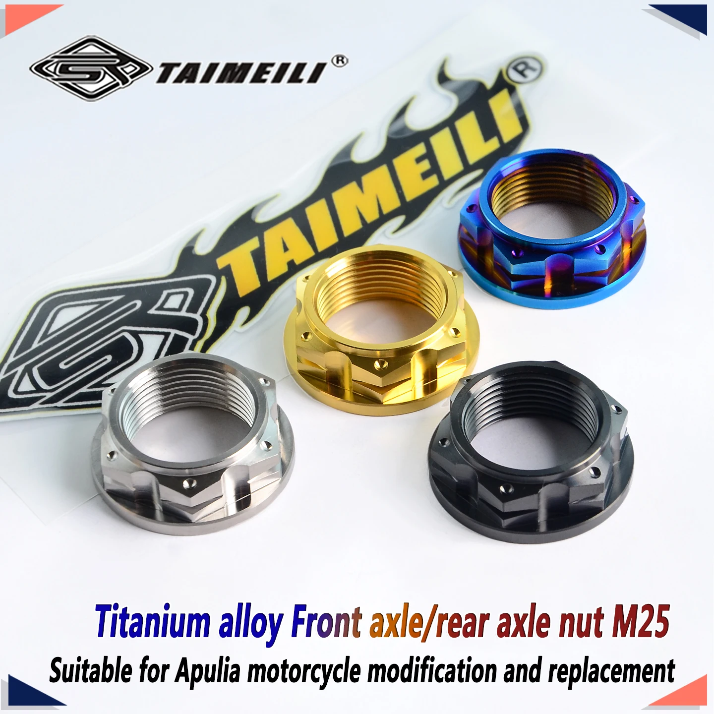TAIMEILI Titanium Alloy Rear Front Axle/Rear Axle Nut M25 Fit For Apulia RSV4 Models Motorcycle Mod Replacement Fastener 1Pcs
