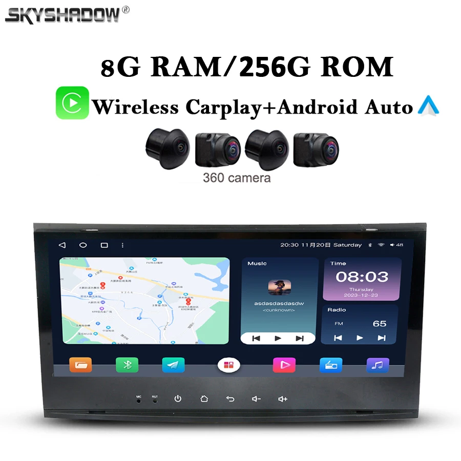 8G+256G Carplay Auto IPS Android 13.0 Car Player GPS WIFI Bluetooth RDS Radio For VW Touareg T5 Multivan Transporter 2005-2009