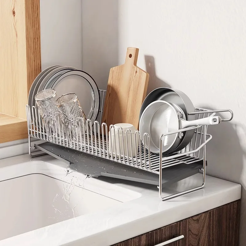 

304 Stainless Steel Kitchen Drain Rack, Bowl Rack for Dishes and Chopsticks, Household Sink Storage, Free of Installation