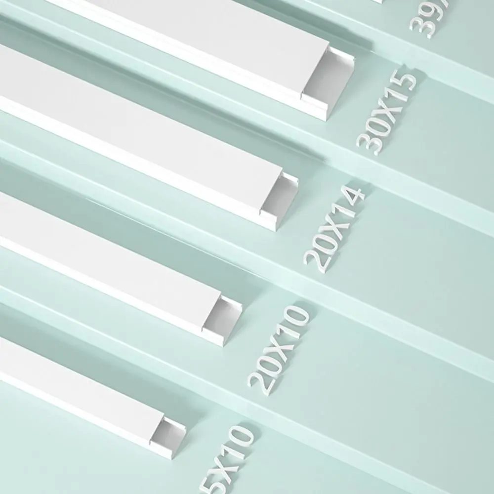 Saluran Kabel Persegi Panjang Berkualitas Tinggi 1m, Dapat Dicat, PVC, Perekat Sendiri, Slot Kabel Listrik untuk Rumah