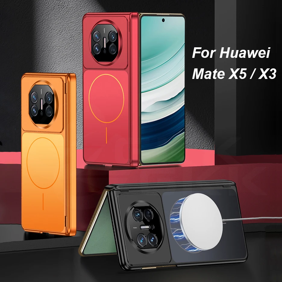 

Magnetic Hinge Frosted Case For Huawei Mate X3 X5 X6 Only Back For Magsafe Wireless Charge Plastic Cover For Huawei Mate X6 Case
