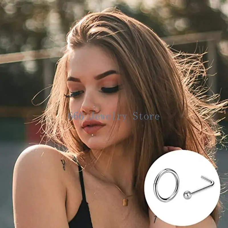 F2TD 36 Pcs for Titanium Steel Nose Rings Nose Piercings Jewelry Nose Rings Hoops Nose Studs Screw for Women Men Gifts
