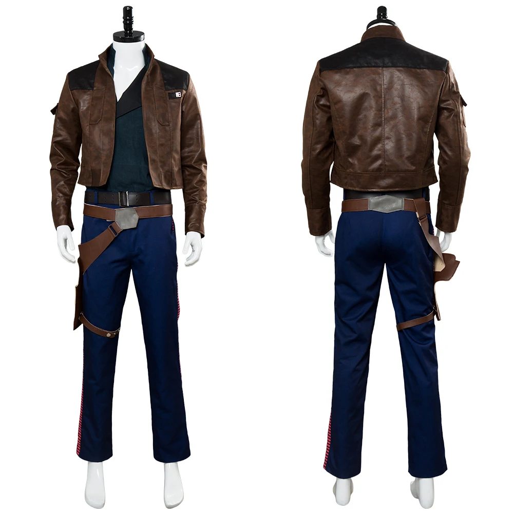 

Movie Han Cosplay Fantasy Costume Space Battle Men Roleplay Coat Pants Holster Belt Outfits Halloween Carnival Party Outfits