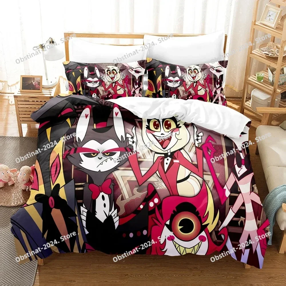 

Hazbined Hotel Duvet Cover Set Cartoon Charlie Vaggie Alastor AD Quilt Cover Pillowcase Set Bedding Set Full Queen King Size