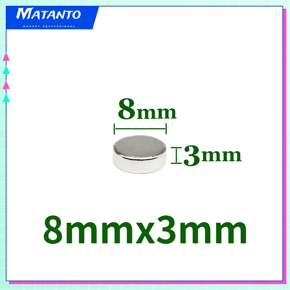 20/50/100/150/200/300PCS 8x3 Small Round Rare Earth Magnets Strong 8x3mm N35 Permanent Neodymium Disc Magnets 자석고리 후크