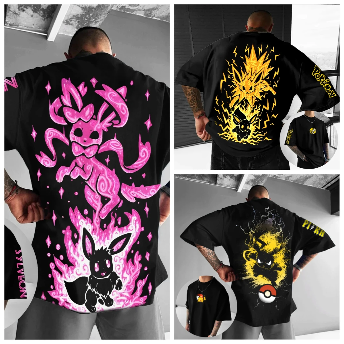 2025 Zomer Hot-selling Nieuwe Pokemon Jongens en Meisjes 3D Afdrukken Ronde Kraag T-shirt Straat Sport Casual Top cosplay Kleding