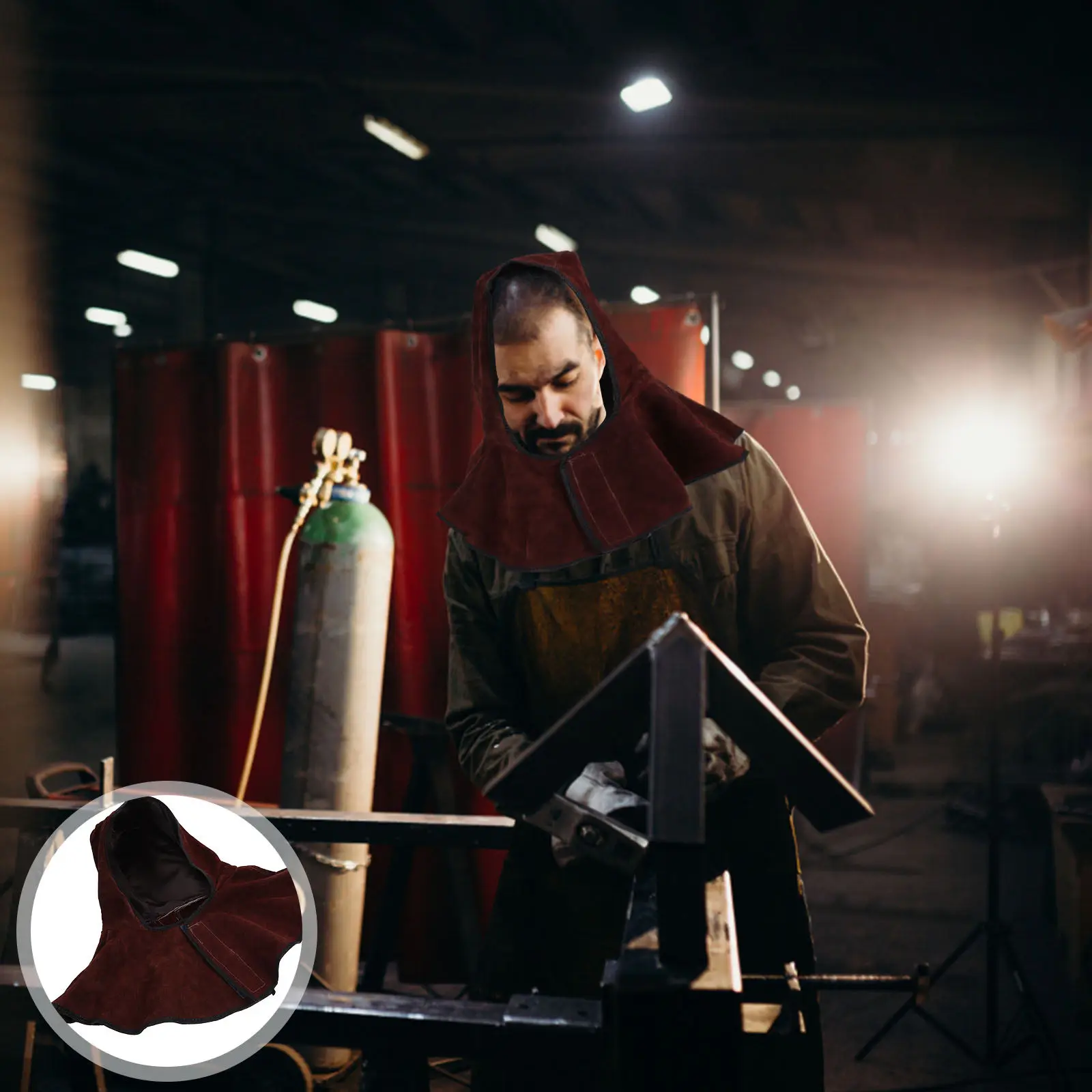 

Защитный сварочный капюшон из воловьей кожи с защитой шеи и плеч, огнестойкая сварочная шапка, профессиональная рабочая шапка для сварщика