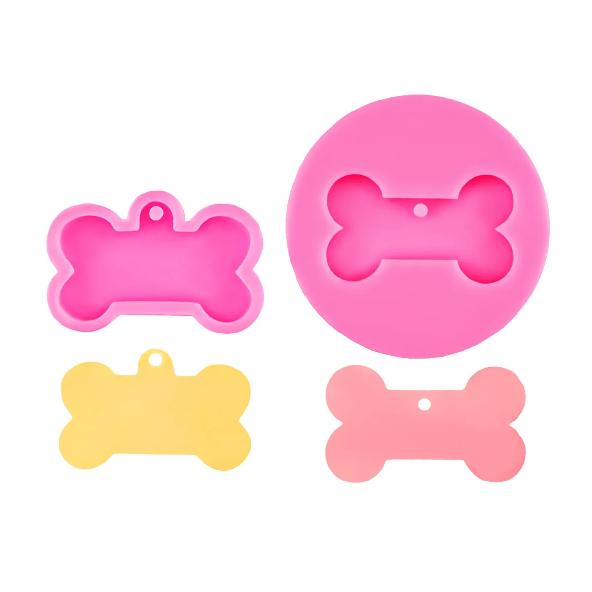 Size Dog Bone Shape Fondant Cake Decoration Silicone Mold Aromatherapy Pendant with Holes 15-911