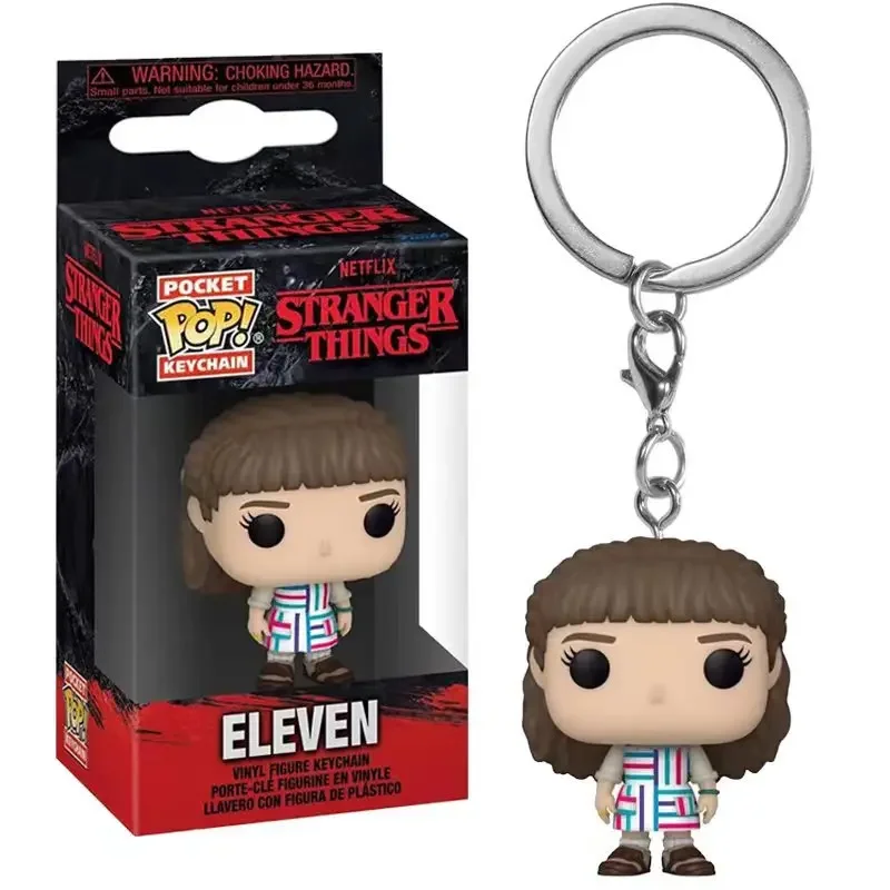 Funko POP NEW ELEVEN Demogorgon DUSTIN Barb Steve Robin المفاتيح لعبة الفينيل الشكل جيب المفاتيح نموذج ألعاب أطفال #4