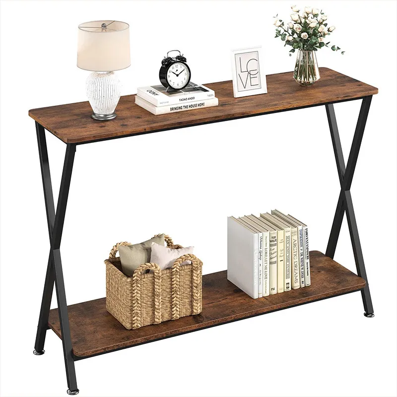 Solid Wood Iron Console Tables Minimalist Long Narrow Table Entryway Sofa Sideboard Rustic Home Decor for Hallway Furniture