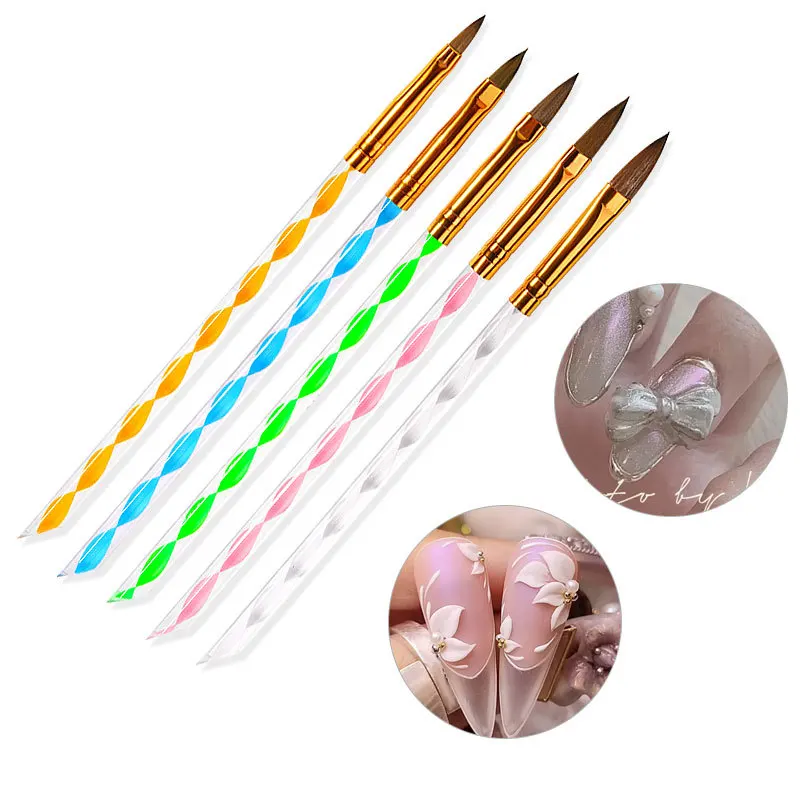 5pcs Nail Art Brush Ombre UV Gel Nail Polish Brushes Painting Drawing Carving Dotting Pen Professional Nail Art Manicure Tool