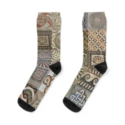 Calcetines de mosaico romano para hombre y mujer, medias deportivas con punta de baloncesto, de lujo