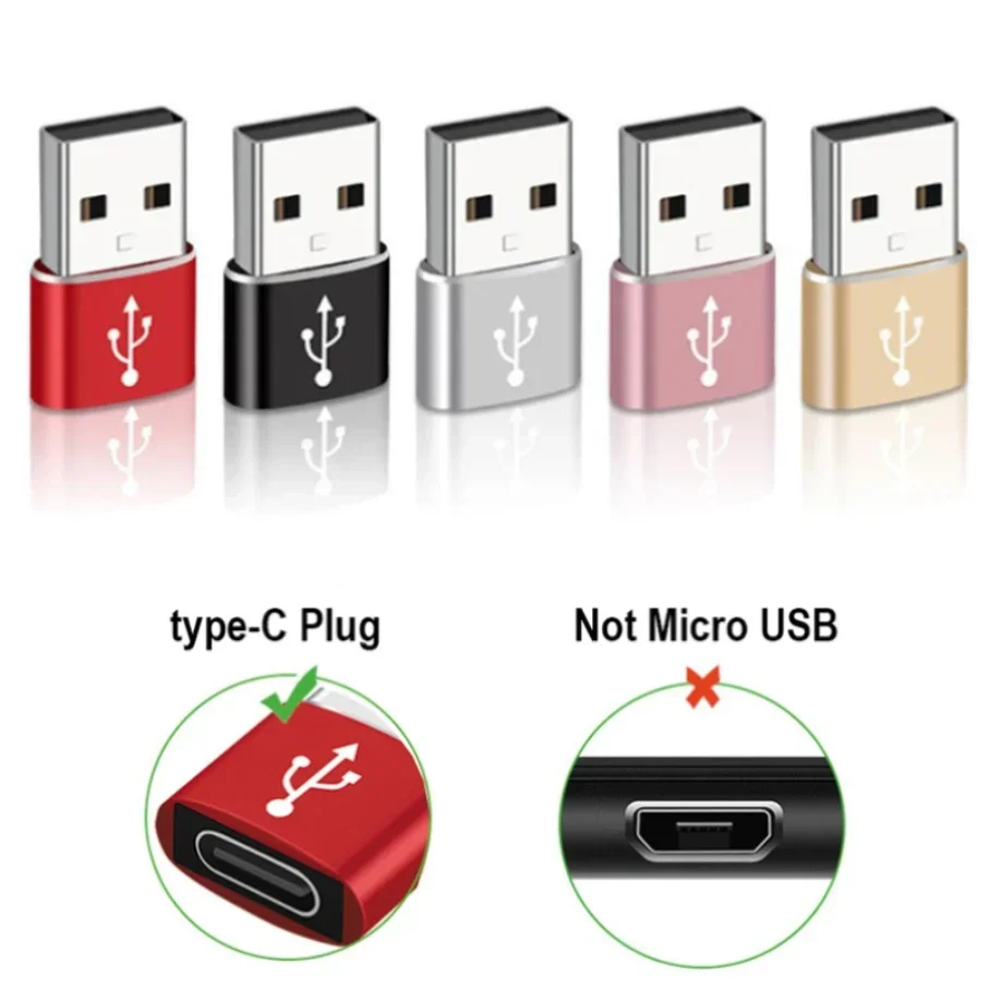 500pcs Portable USB 2.0 Type A Male to Type C Female Adapter Converter Type-C OTG Connector For Samsung Huawei Xiaomi