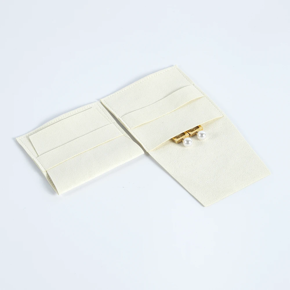 10-Pack Beige Suede Microfiber Jewelry Pouch Bags