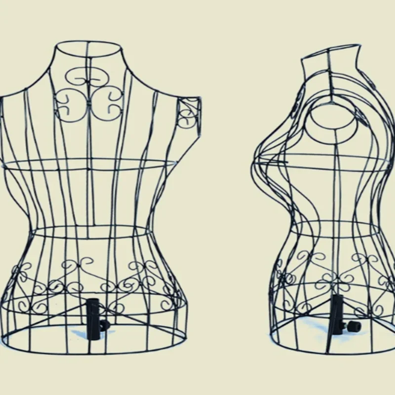 Żelazny żeński manekin tułowia ze stabilną podstawą artystyczna metalowa forma sukni do krawieckich wyświetlań rękodzieła ekspozycje odzieżowe