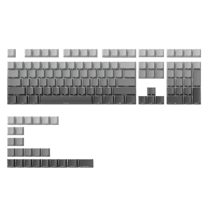 PBT Translucents Keycaps Letter Side Engraved Gradients Shadow Gray Keycaps 133Keys for Mechanical Keyboards Dropship