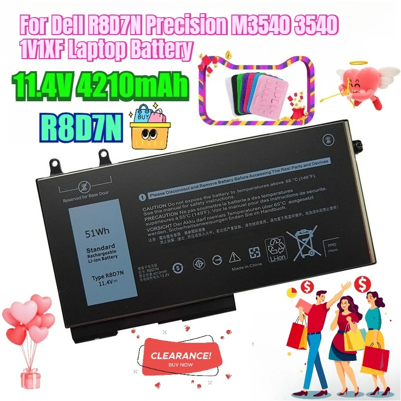 

11,4 В 4210 мАч для ноутбука Dell R8D7N Precision M3540 3540 1V1XF