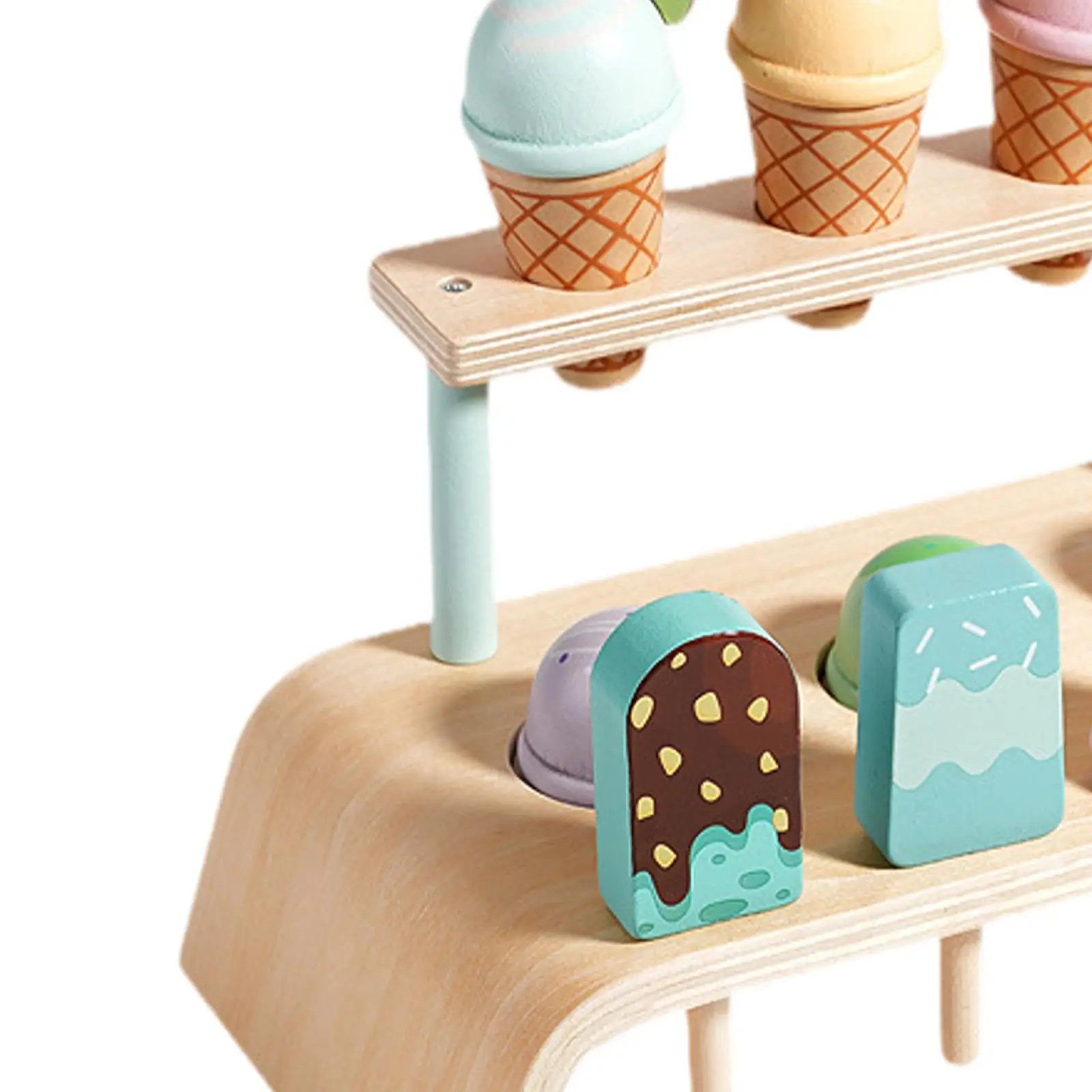 Wooden Ice Cream Set Food Toys Set for Girls and Boys Age 2-4 Birthday Gifts