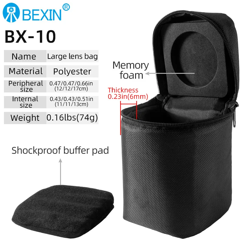 Slr lente da câmera saco de armazenamento portátil lente forro saco mais algodão à prova de choque saco de proteção poliéster engrossado saco de proteção