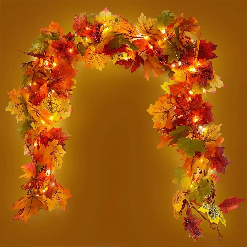 200CM Herbst Künstliche Ahornblatt Kranz Gefälschte Blatt Pflanze Rebe Wohnkultur Garten Halloween Wand Im Freien Türen Fenster Dekoration