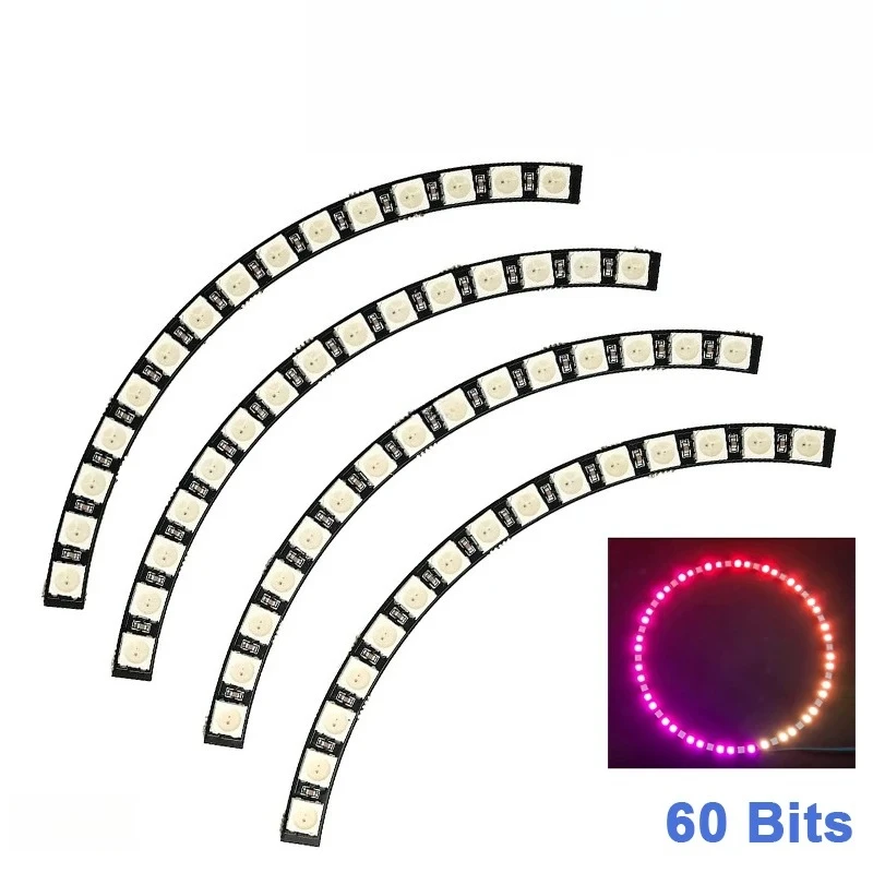 60-LED WS2812B RGB Ring Light - 5050 Addressable LED Ring with Integrated Drivers for Arduino/Raspberry Pi (SK6812 Compatible)