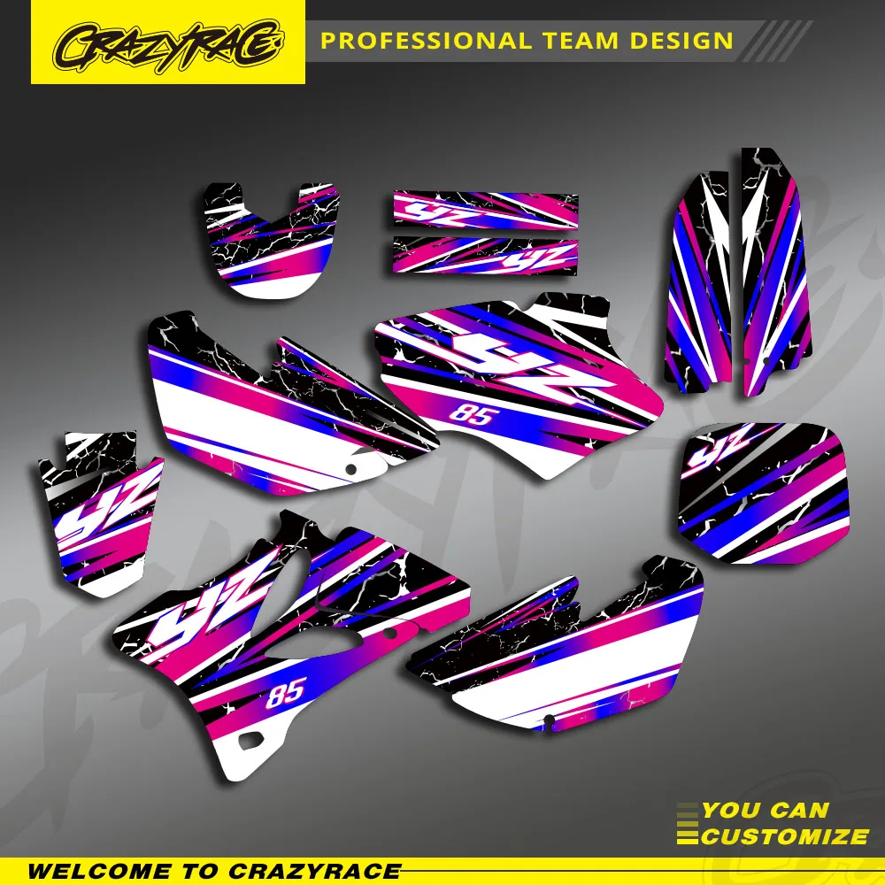 

CRAZYRACE Motocross Graphics Decals Stickers Deco Kit For Yamaha YZ85 YZ 85 2002-2014 2013 2012 2011 2010 2009 2008 2007 2006