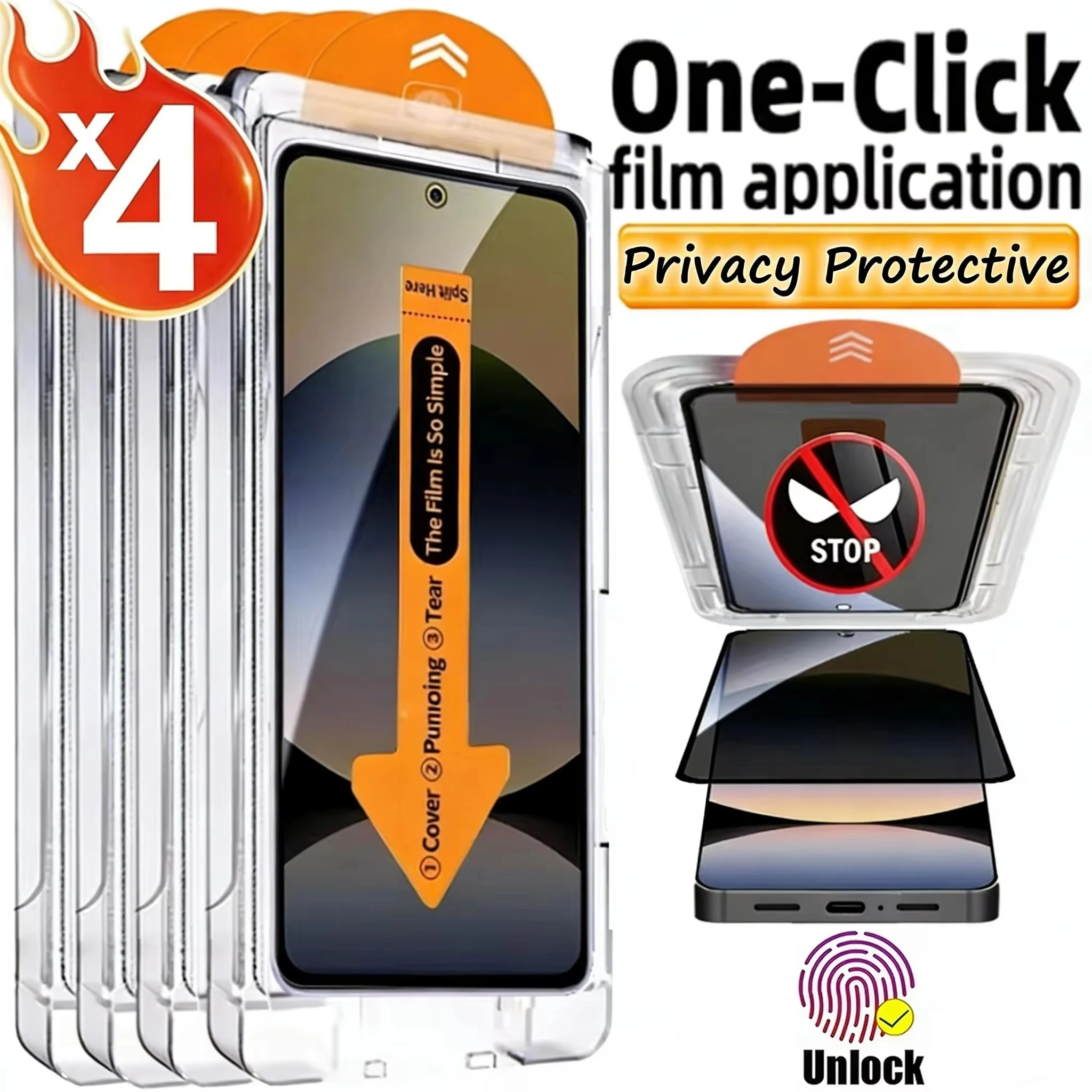 4PCS Privacy Tempered Glass For Samsung S26 Ultra S25 S24 S23 S22 S21 S25 Plus Easy Inatallation Screen Protrctor Anti-Spy Film
