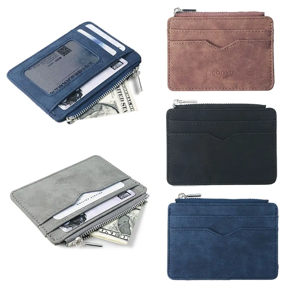 

Multi-card Fashion Leather Retro Small Money Bag Gift for Dad Wallet Coin Purse Money Clip Card Holder