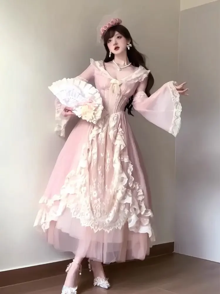 French dress 2024 new women's spring and autumn haute couture temperament heavy industry lace fishbone skirt waist length long view 5