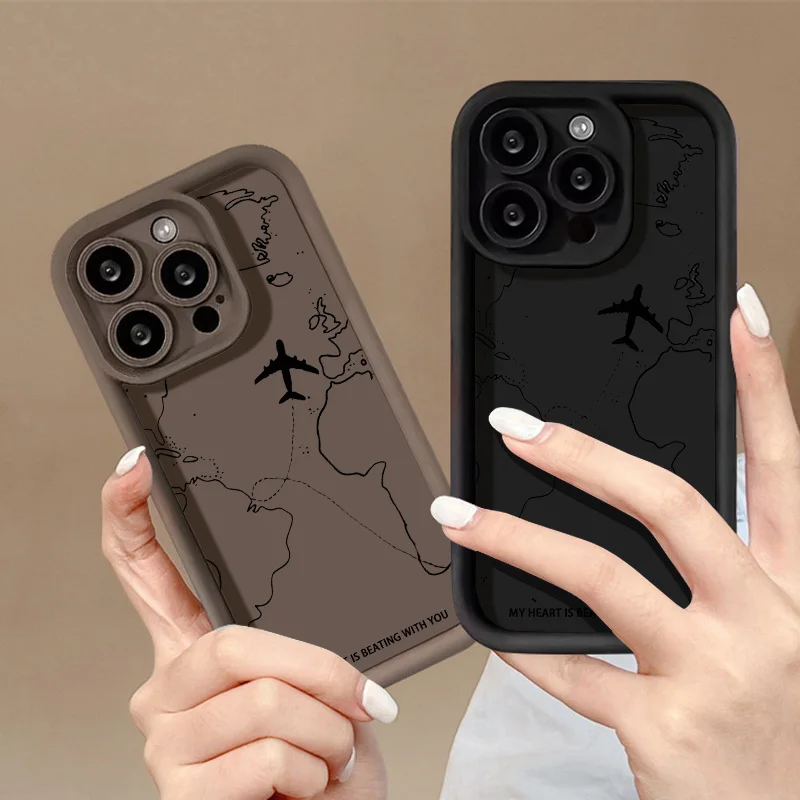 Travel-Inspired Airplane Route Phone Case For Samsung Galaxy S25 Ultra S24 FE S23 Plus S22 S21 FE S20 FE Soft TPU Funda Cover