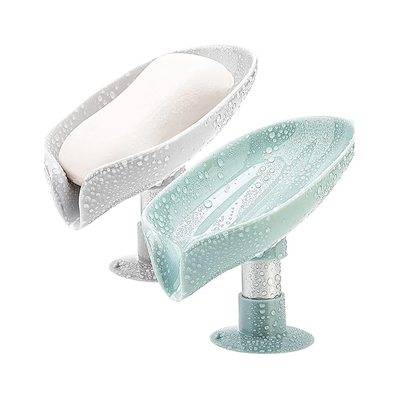 

New Drain Soap Holder Leaf Shape Soap Box Suction Cup Tray Drying Rack for Shower Sponge Container Kitchen Bathroom Accessories
