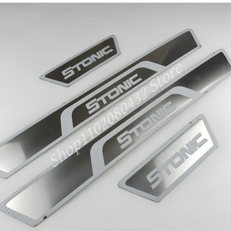 

4PCS Stainless Steel Door Sill Scuff Plate Stickers Welcome Pedal Guard For Kia Stonic 2018-2020 Car Styling Accessories