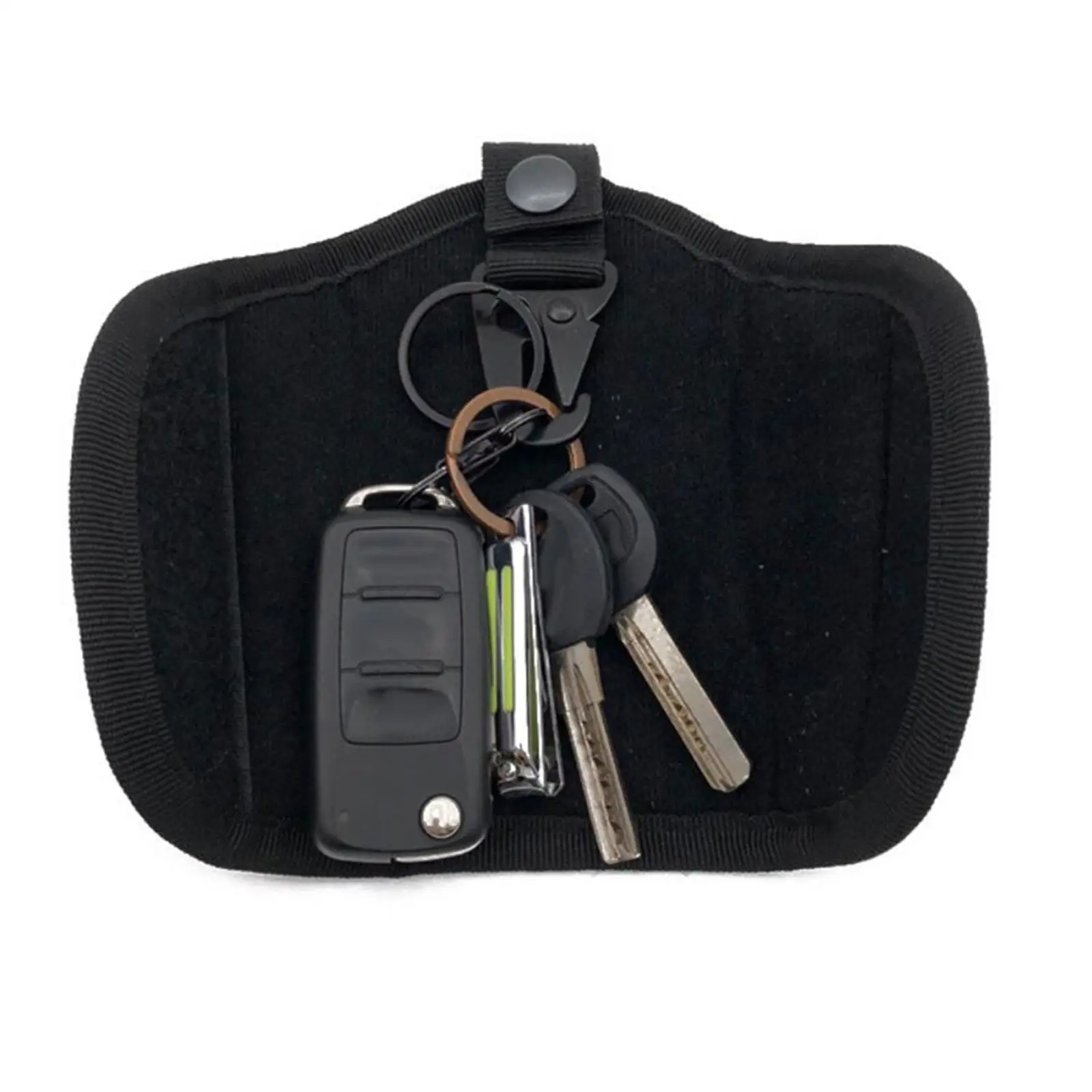 Belt Key Chain Organizer Silent Holder Black Hunting Foldable Key Bag