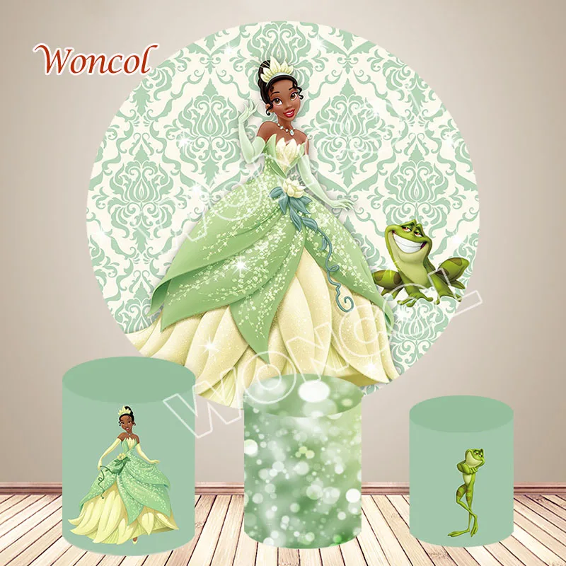 Tiana Birthday Round Backdrop 1st Princess Birthday Backdrop The Princess And The Frog Tiana Cylinder Cover Baby Shower Prop