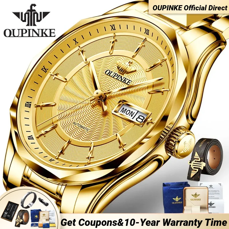 OUPINKE Japan Automatic Watch for Men Swiss Certification Tungsten Steel Sapphire Crystal Genuine Mechanical Men's Wristwatches