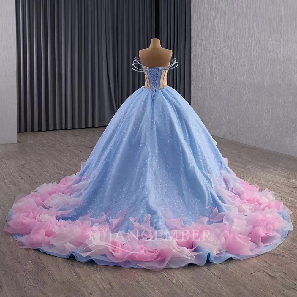 Vestido de baile personalizado superfino quinceanera vestido rendas até volta organza frisado plissado manga curta doce 16 vestidos de 15 anos