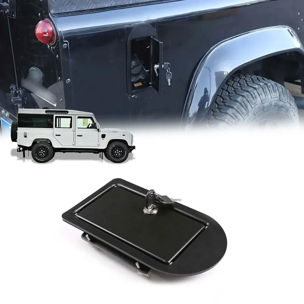 For Land Rover Defender 90 110 130 2004-2019 Aluminum Alloy Black Car Oil Fuel Tank Cap With Key Lock Cover Auto Accessories