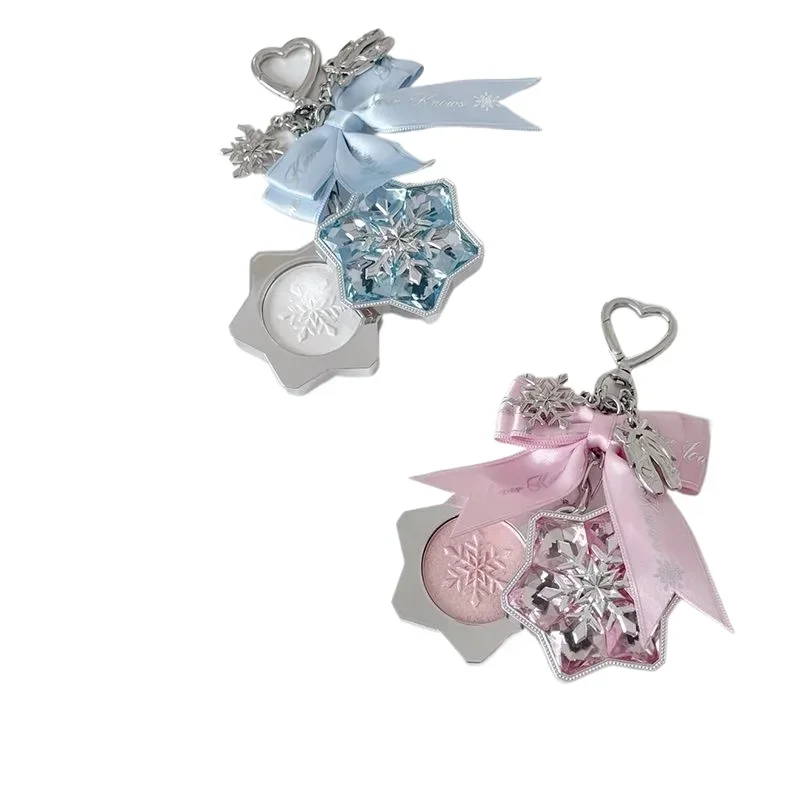 Flowerknows Snow Ballet Highlighter Dust Setting Powder Charm Shimmering Diamond Glow,Portable Makeup Pendant Phone Strap