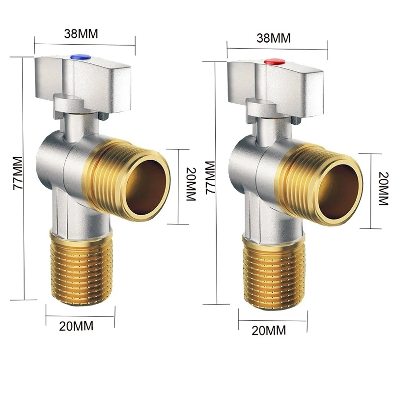 

G1/2" bathroom kitchen sink stop valve toilet connection water pressure regulator Brass hot and cold water inlet ball valve