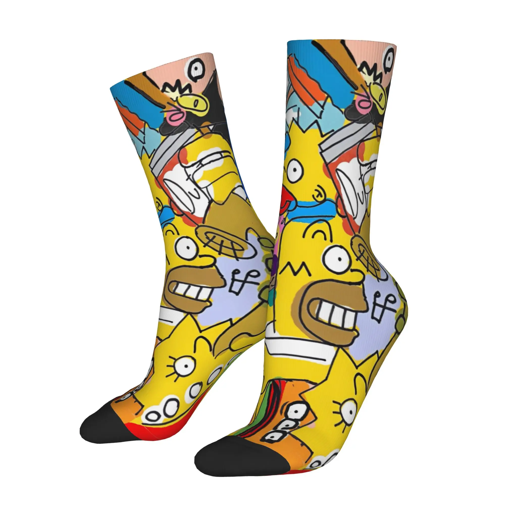 Men Women Simpsoneds Socks Soft Funny Happy  Socks Harajuku Merch Middle Tube Stockings Best Gift