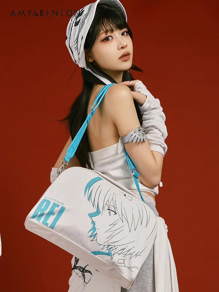 Two-dimensional Animation Printing Japanese Sweet Shoulder Bag Cute Subculture Splicing Color Box Messenger Bag Jk Girl Handbags