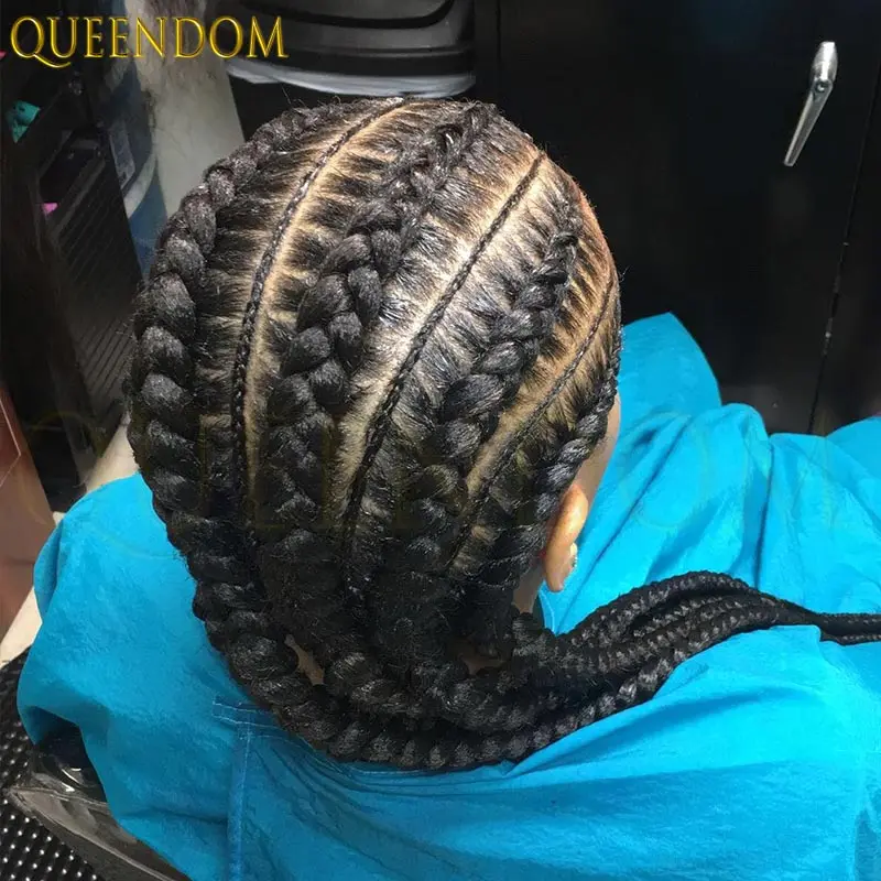 

36-дюймовый синтетический Jumbo Box, плетеный парик, парик спереди, полный кружевной парик с косой, афро для чернокожих женщин, парик из косичек без узлов