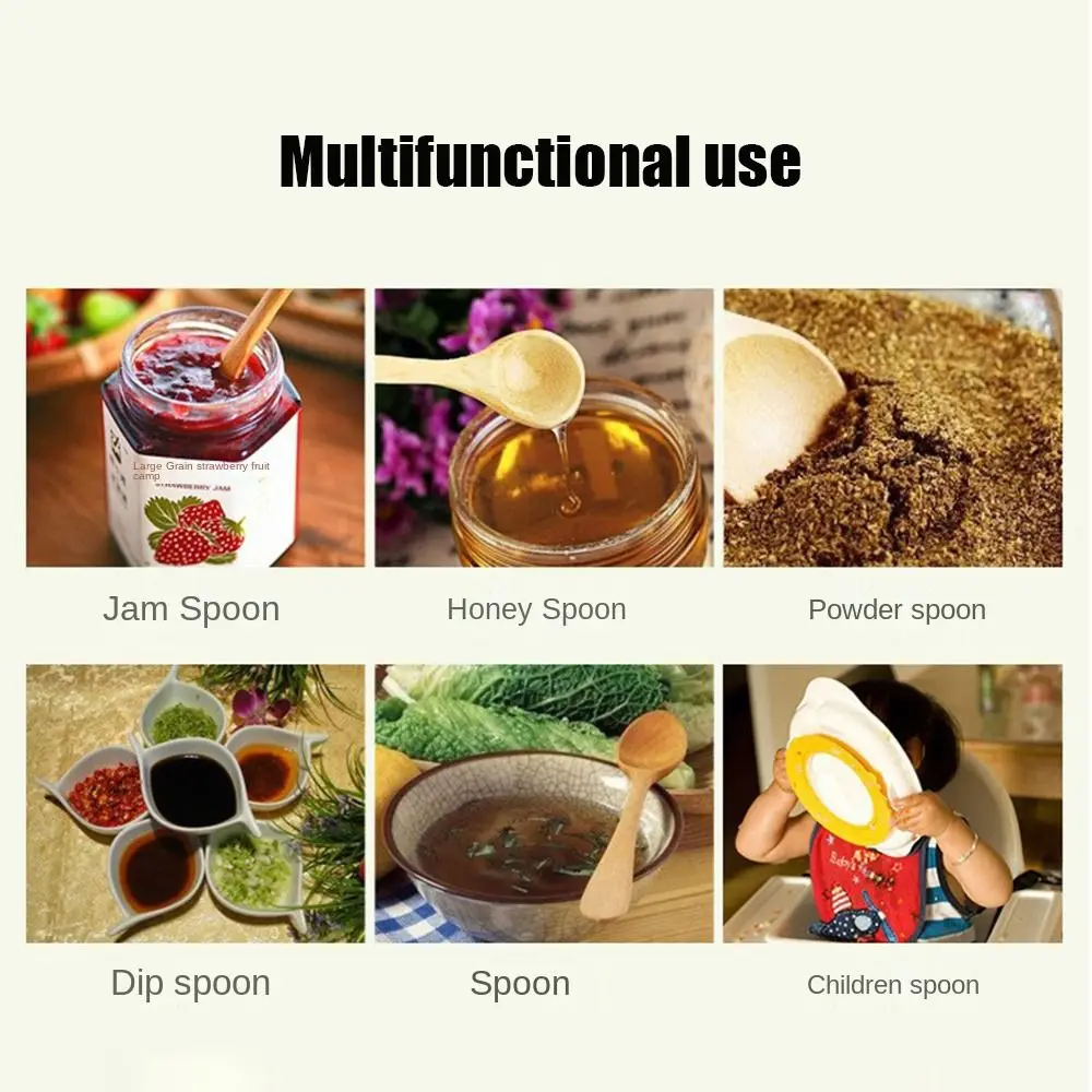 1/5Pcs Practical Wooden Spoons Kitchen Accessories Mini Condiment Spoon Multifunctional Milk Powder Spoon