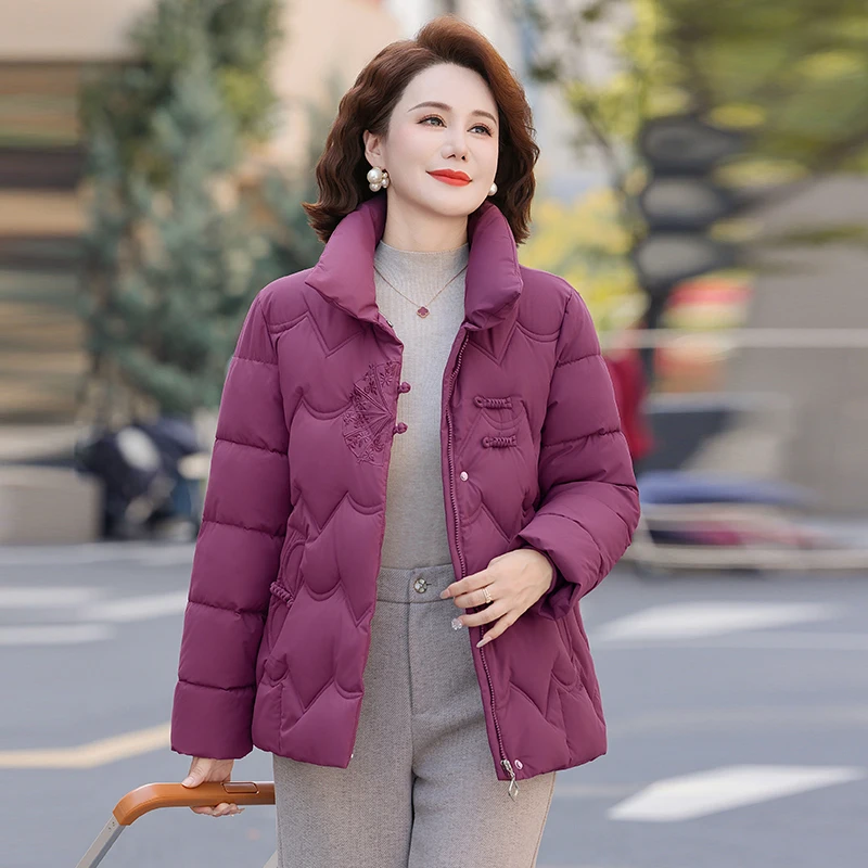 

Новая китайская зимняя стеганая хлопковая куртка: модная верхняя одежда для женщин среднего и старшего возраста