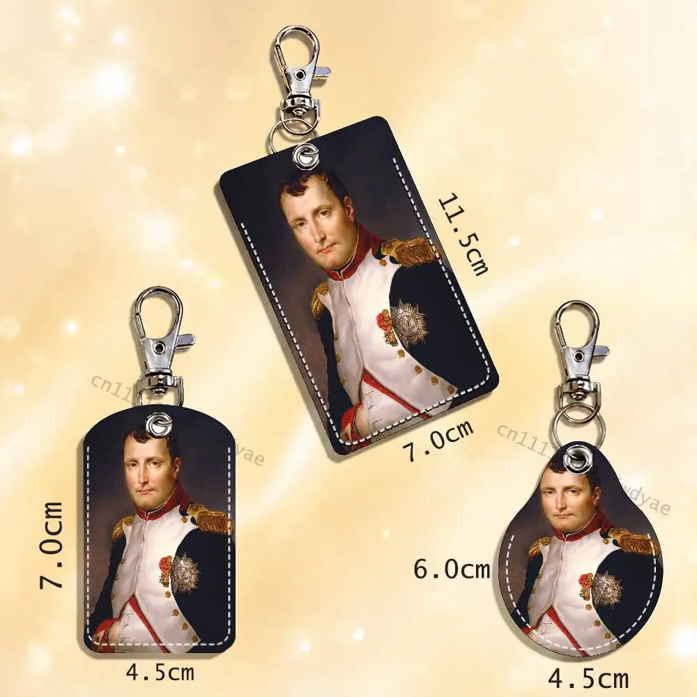 Napoleon Bonaparte Rectangle ID Card Case Keychain Access Card Bag Key Tag Ring Leather Card Holder Key Ring Access image 5
