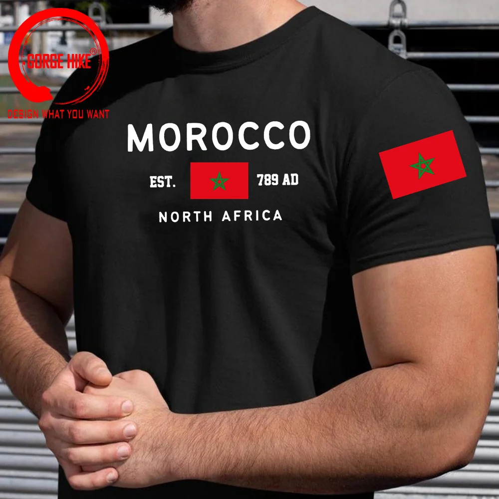 Morocco North Africa T-shirt Women Moroccan Flag T Shirt Oversized Graphic Tees Cotton Short-sleeve Man Clothing Streetwear Tops